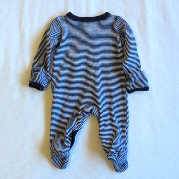 carter's newborn baby striped cotton rocket snap footie sleeper pajamas w mitts - Picture 7 of 7